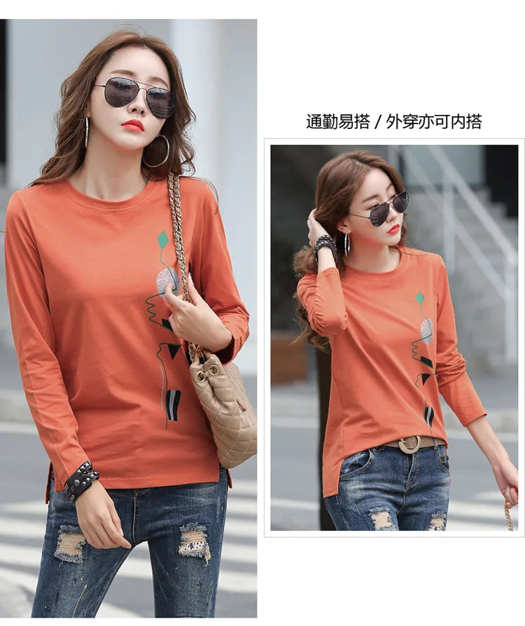 New Print T Shirt Women Cotton Korean Fashion Woman Clothes