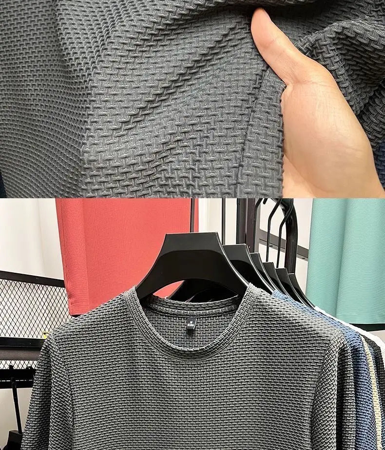 Summer O-Neck T-Shirts Men Ice Silk Mesh Breathable Half Sleeve