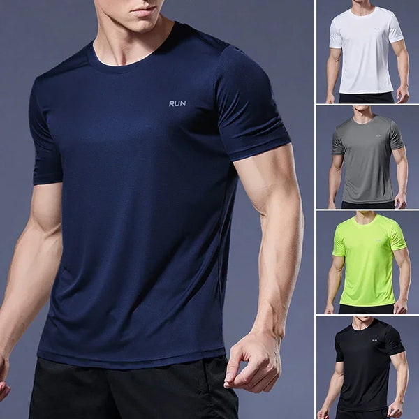 Summer High Elastic t-Shirt Men Breathable Ice Silk t Shirt